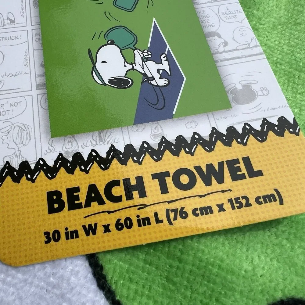 Peanuts Franco Snoopy PickleBall Summer Theme Beach Towel New 30”x60”